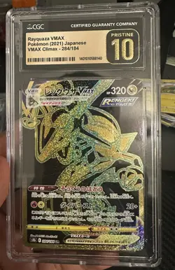 2021 Pokemon Vmax Climax JPN Rayquaza Vmax 284/184 UR CGC Pristine 10 - Image 1