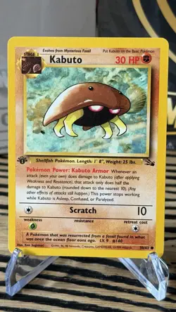 Pokemon TCG Kabuto Fossil 50/62 - Fossil - 1st Edition - LP+ - Image 1