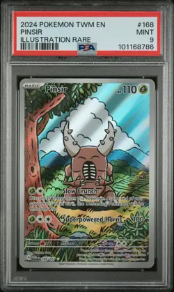 2024 POKEMON TWM EN-TWILIGHT MASQUERADE ILLUSTRATION RARE #168 PINSIR PSA 9 - Image 1