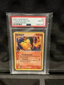 PSA 8 Cyndaquil Reverse Foil Unseen Forces #54 2005 Pokemon Ex 428453 - Image 1