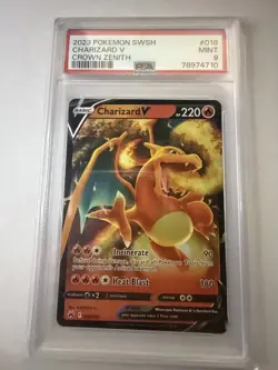 PSA 9 GEM MINT Charizard V 18/159 2023 Pokemon Crown Zenith - Image 1