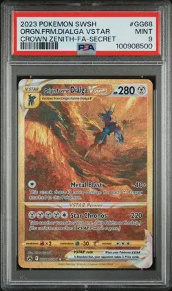 2023 Pokemon SWSH Crown Zenith Secret #GG68 Origin Forme Dialga Vstar PSA 9 - Image 1