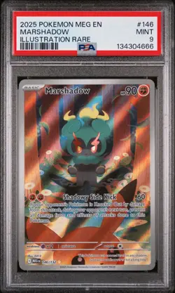 2025 POKEMON MEG EN-MEGA EVOLUTION 146 MARSHADOW ILLUSTRATION RARE PSA 9 - Image 1
