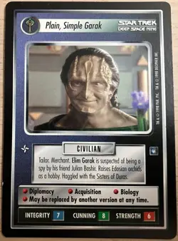 Plain, Simple Garak Star Trek CCG Card Game DS9 Rare LP - Image 1