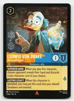 Ludwig Von Drake 7/204 Rare Reign of Jafar Lorcana Card - Image 1