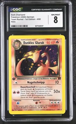 CGC 8 German Dark Charizard Team Rocket 1st Edition 4/82 Holo Pokemon Card - Image 1