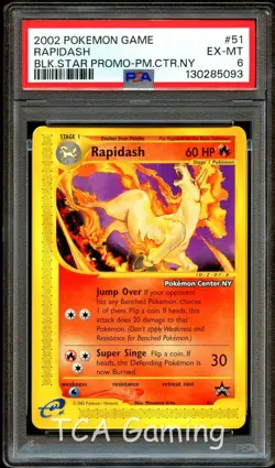 PSA 6 EX-NM Rapidash 51 WOTC Black Star PROMO Pokemon CENTER NY Card 093 - Image 1