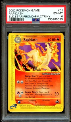 PSA 6 EX-NM Rapidash 51 WOTC Black Star PROMO Pokemon CENTER NY Card 093 - Image 2
