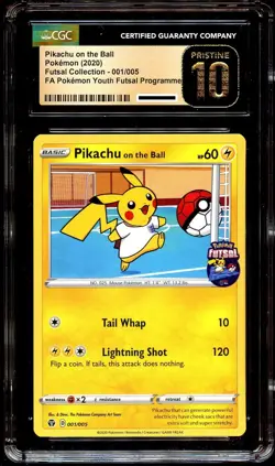 CGC 10 PRISTINE Pikachu on the Ball 001/005 Futsal Soccer PROMO Pokemon Card - Image 2