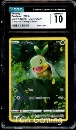 CGC 10 GEM MINT Turtwig GG31/GG70 GALARIAN GALLERY HOLO Pokemon Card 023 - Image 1