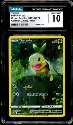 CGC 10 GEM MINT Turtwig GG31/GG70 GALARIAN GALLERY HOLO Pokemon Card 023 - Image 2