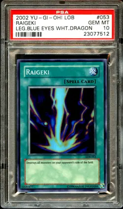 PSA 10 GEM MINT Raigeki LOB-053 SUPER RARE LOB Yugioh Card 512 - Image 2