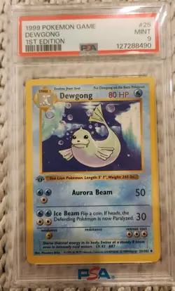 Pokemon 1st Edition Shadowless Base Set Dewgong 25/102 Uncommon Card PSA 9 Mint - Image 1
