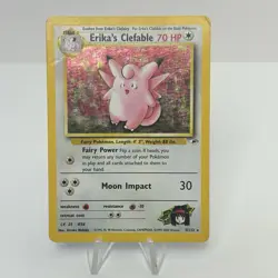 Erika's Clefable 3/132 - Gym Heroes Holo Rare Pokemon Card Vintage DMG - Image 1