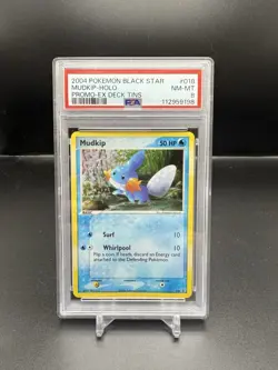2004 Pokemon EX Deck Tins Mudkip Holo Black Star Promo #018 PSA 8 - Image 1