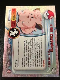 Pokemon TOPPS #35 Clefairy Non-Holo Black Logo RARE TV Animation Edition (5:7) - Image 2