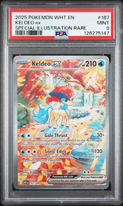 2025 POKEMON WHT EN-WHITE FLARE SPECIAL ILLUSTRATION RARE #167 KELDEO EX PSA 9 - Image 1