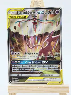 FULL ART Espeon & Deoxys GX ULTRA RARE Tag Team SM240 Holo Foil Promo Pokemon NM - Image 1