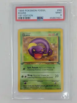 1999 POKEMON FOSSIL EKANS 1ST EDITION #46 PSA 9 MINT - Image 1