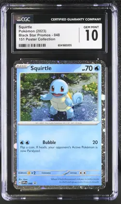 2023 POKEMON SVP EN-SV BLACK STAR PROMO 151 POSTER COLL #048 SQUIRTLE CGC 10 - Image 1