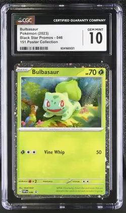 2023 POKEMON SVP EN-SV BLACK STAR PROMO 151 POSTER COLL #046 BULBASAUR CGC 10 - Image 1