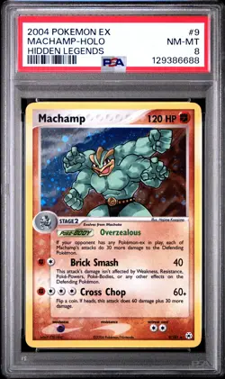 2004 Pokemon Ex Hidden Legends #9 Machamp Holo Hidden Legends PSA 8 NM-MT - Image 1