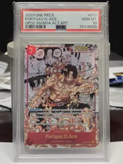One Piece CCG Portgas.D.Ace Manga Alt Art OP02-013 Paramount War PSA 10 - Image 1