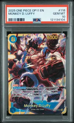 Monkey D. Luffy One Piece Op11-A Fist Of Divine Speed 118 NM PSA 10 - Image 1