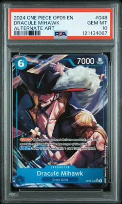 Dracule Mihawk Alternate Art One Piece Op09-Emperors In The New World 048 PSA 10 - Image 1