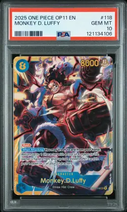 Monkey D. Luffy One Piece Op11-A Fist Of Divine Speed 118 NM PSA 10 - Image 1