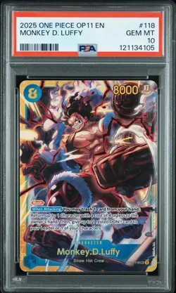 Monkey D. Luffy One Piece Op11-A Fist Of Divine Speed 118 NM PSA 10 - Image 1