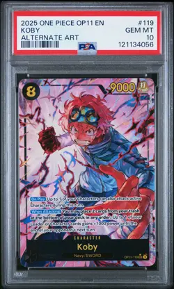 Koby Alternate Art One Piece Op11-A Fist Of Divine Speed 119 NM PSA 10 - Image 1