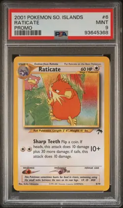 PSA 9 - Raticate Southern Islands Promo 6/18 2001 WOTC Pokemon Card - Image 1