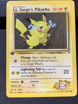 Lt. Surges Pikachu - 81/132 - 1st Edition - Gym Heroes - Pokemon Card B2P3 - Image 1