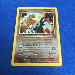 Pokemon Entei Trading Card Holographic Rare 80 HP Basic Pokemon Swirl (Damaged) - Image 1