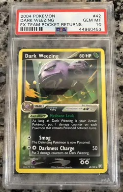 Pokemon Dark Weezing EX Team Rocket Returns #42 PSA 10 - Image 1