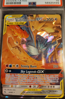 PSA Gem Mint 10 Moltres Zapdos Articuno GX Tag Team Pokemon Hidden Fates #44 - Image 1