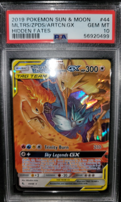 PSA Gem Mint 10 Moltres Zapdos Articuno GX Tag Team Pokemon Hidden Fates #44 - Image 2