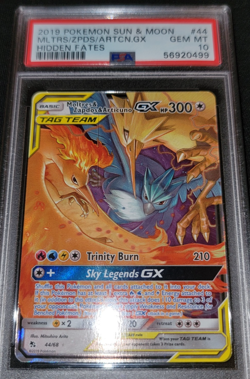 PSA Gem Mint 10 Moltres Zapdos Articuno GX Tag Team Pokemon Hidden Fates #44 - Image 3