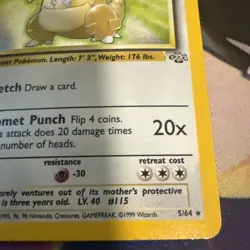 Pokemon TCG Kangaskhan Jungle 5/64 Holo Unlimited Holo Rare - Image 3
