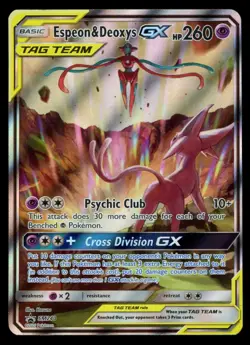 ESPEON & DEOXYS GX TAG TEAM 2020 Pokemon Sun Moon Black Star Promo #240 Full Art - Image 1