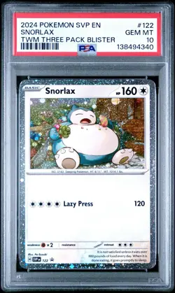 2024 Pokemon Twilight Masquerade Snorlax 122 Blister 3Pack Promo PSA 10 Gem Mint - Image 1