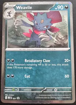 Weavile MEP 021 Black Star Cosmo Holo Promo Pokemon TCG NM - Image 1