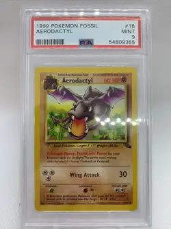 PSA 9 MINT Aerodactyl 16/62 Fossil Set Rare Pokemon Trading Card (NON HOLO) - Image 1