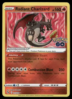 Pokemon Cards Radiant Charizard 011/078 Pokemon GO Radiant Rare NM *1 - Image 1