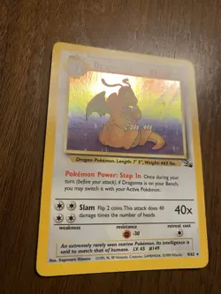Pokemon TCG Dragonite Fossil Holo Unlimited Rare Card 4/62 - Image 1