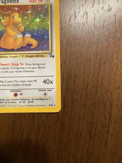 Pokemon TCG Dragonite Fossil Holo Unlimited Rare Card 4/62 - Image 4