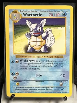 Pokemon TCG Wartortle Card 42/102 Uncommon Shadowless Base Set - Image 1