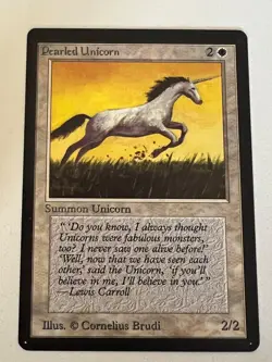 Magic the Gathering MTG Beta Pearled Unicorn NM (Beta Bob) - Image 1