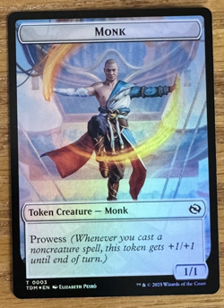 MTG Tarkir Dragonstorm Token, Copy 0001 / Monk 0003 - Foil - Image 2